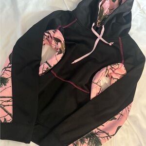 Women's Black and Pink Camouflage Hoodie
